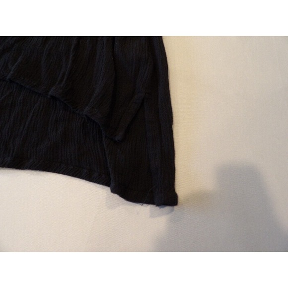 One World Live & Let Live 2X Black Top Boho Crepe Sheer Gauzy Embroidered V Nec - Picture 3 of 9